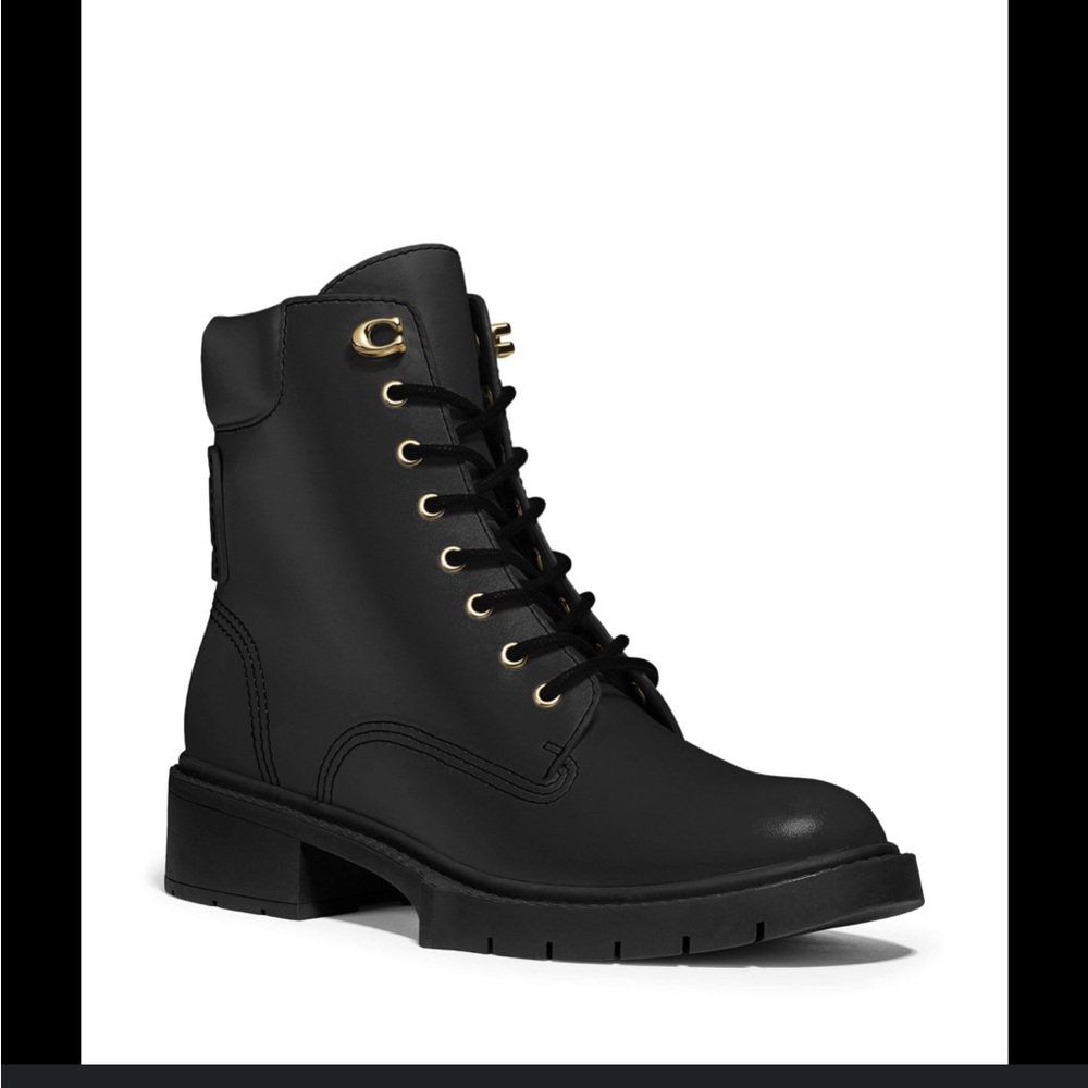 Coach leather combat boots